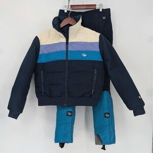 Vintage Roffe Ski Suit Set Made in USA | 80s Color Block Snow Set